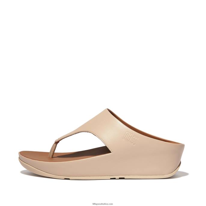 Women SHUV Leather Toe-Post Sandals Fitflop 882F151 Stone Beige