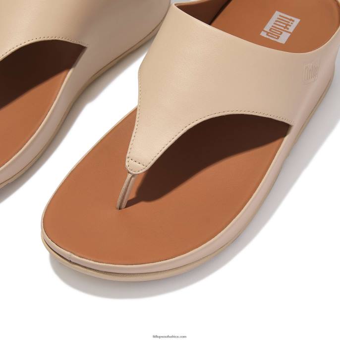 Women SHUV Leather Toe-Post Sandals Fitflop 882F151 Stone Beige