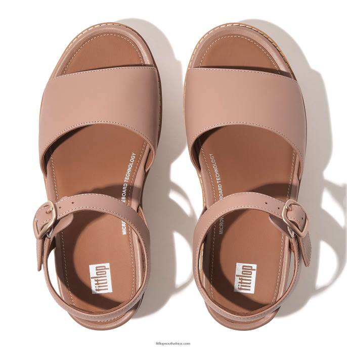 Women ELOISE Cork-Wrap Leather Wedge Sandals Fitflop 882F65 Beige