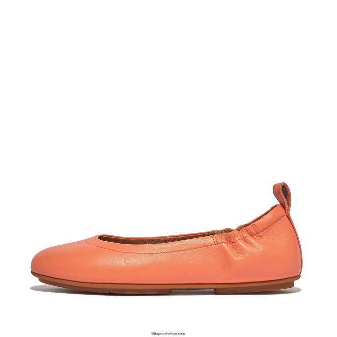 Women ALLEGRO Soft Leather Ballet Pumps Fitflop 882F286 Sunshine Coral