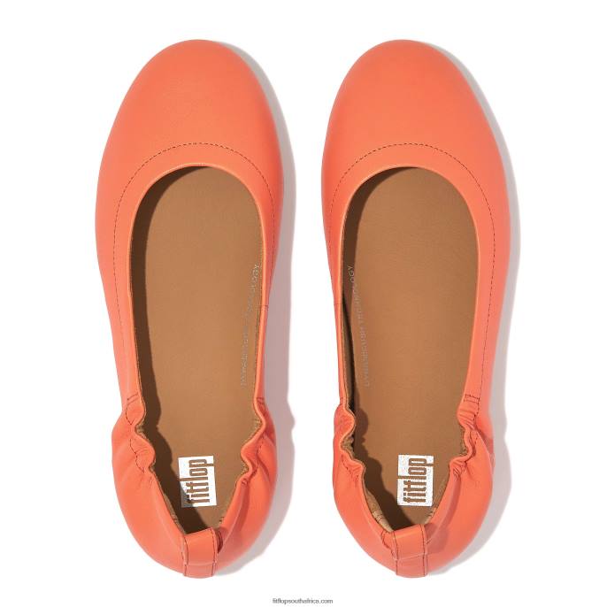 Women ALLEGRO Soft Leather Ballet Pumps Fitflop 882F286 Sunshine Coral