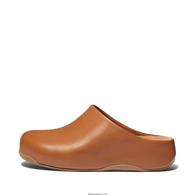 Women SHUV Leather Clogs Fitflop 882F330 Light Tan