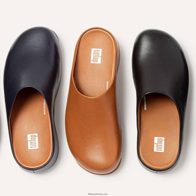 Women SHUV Leather Clogs Fitflop 882F331 Midnight Navy