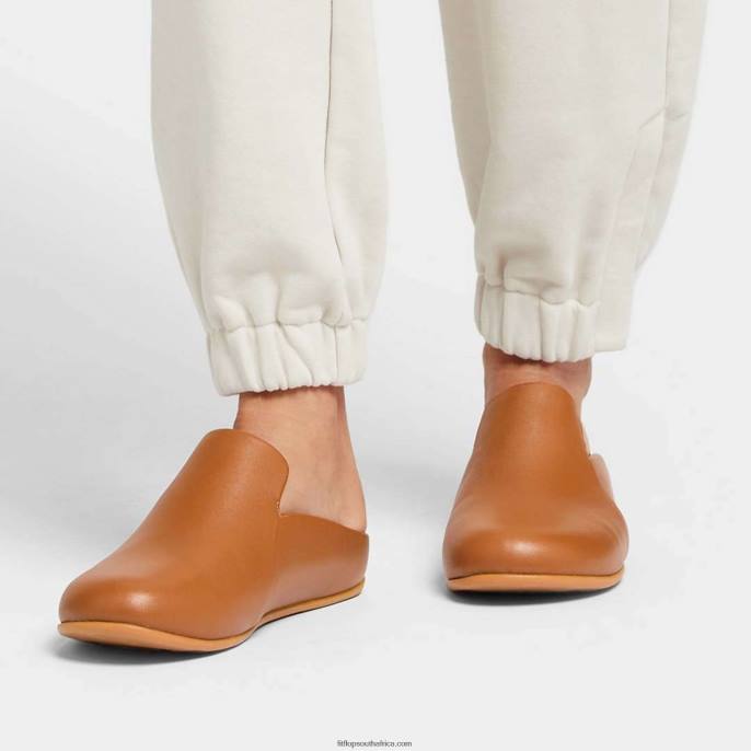 Women CHRISSIE II Haus Leather Slippers Fitflop 882F327 Light Tan