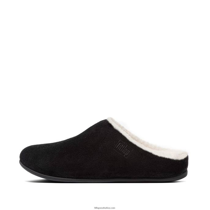 Women CHRISSIE Shearling Suede Slippers Fitflop 882F323 Black