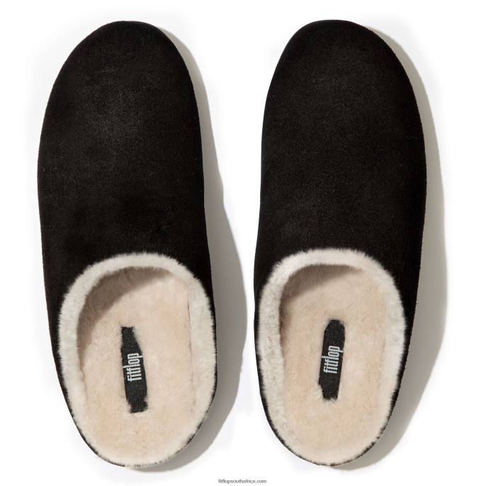 Women CHRISSIE Shearling Suede Slippers Fitflop 882F323 Black