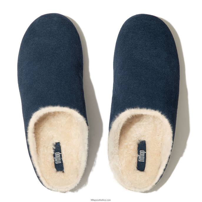 Women CHRISSIE Shearling Suede Slippers Fitflop 882F328 Midnight Navy