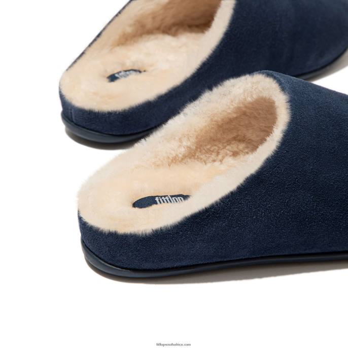Women CHRISSIE Shearling Suede Slippers Fitflop 882F328 Midnight Navy