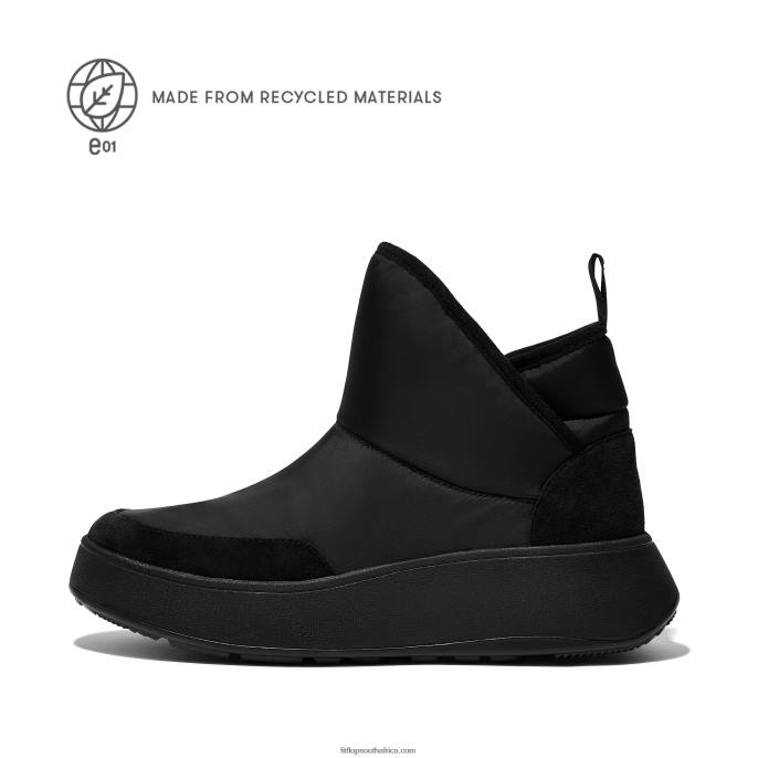 Women F-MODE E01 Biofleece-Lined Flatform Bootie Trainers Fitflop 882F283 All Black