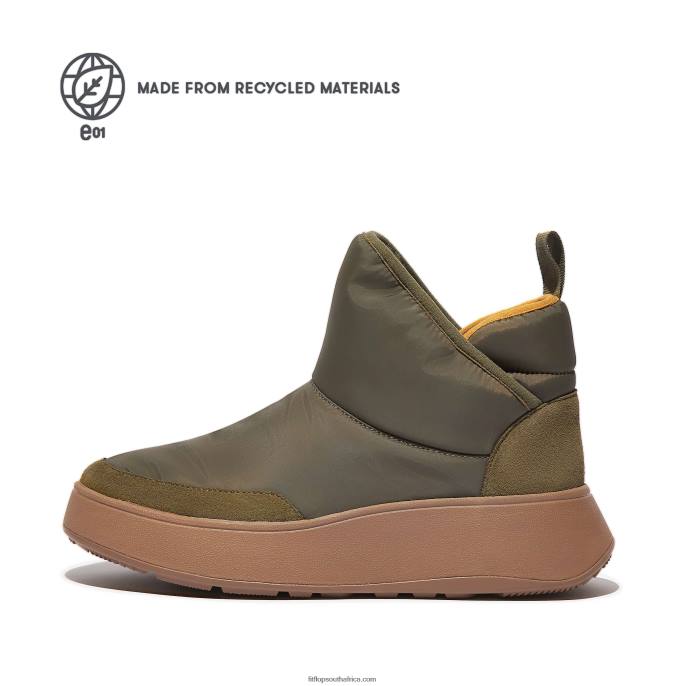 Women F-MODE E01 Biofleece-Lined Flatform Bootie Trainers Fitflop 882F284 Mossy Mix