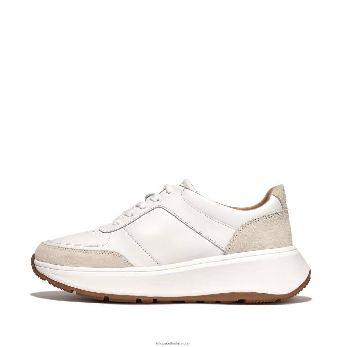 Women F-MODE Leather/Suede Flatform Trainers Fitflop 882F213 Urban White