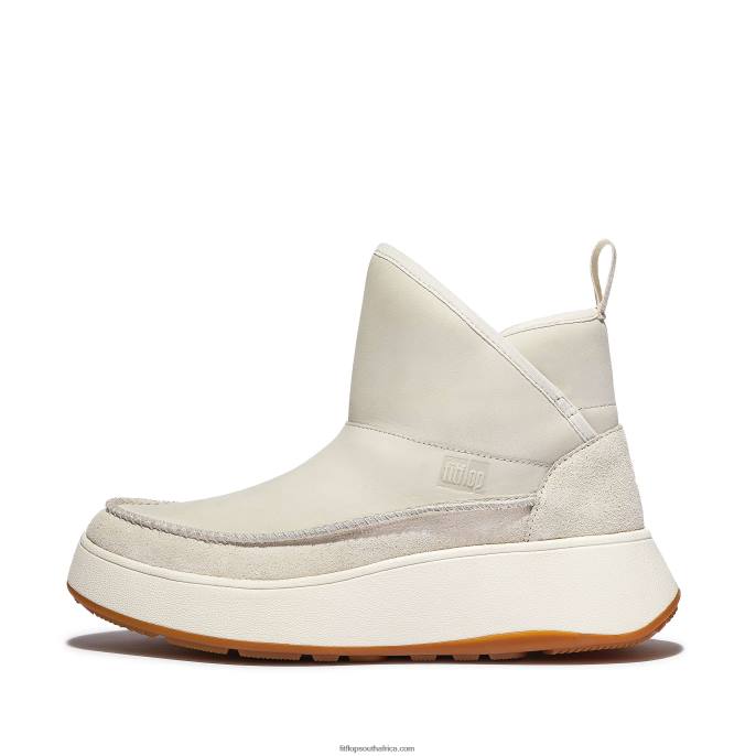 Women F-MODE Nubuck-Mix Flatform Bootie Trainers Fitflop 882F296 Cream