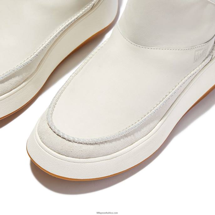 Women F-MODE Nubuck-Mix Flatform Bootie Trainers Fitflop 882F296 Cream