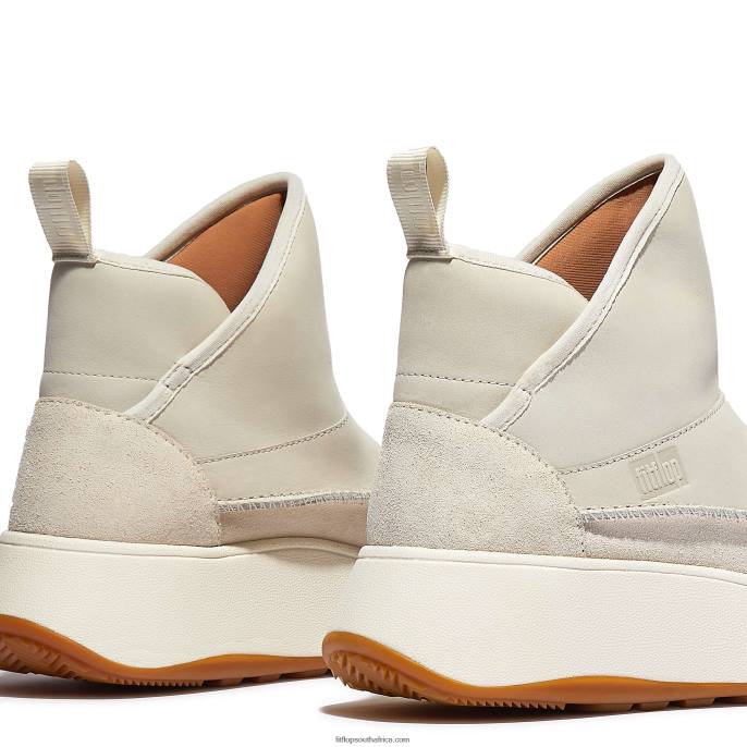 Women F-MODE Nubuck-Mix Flatform Bootie Trainers Fitflop 882F296 Cream