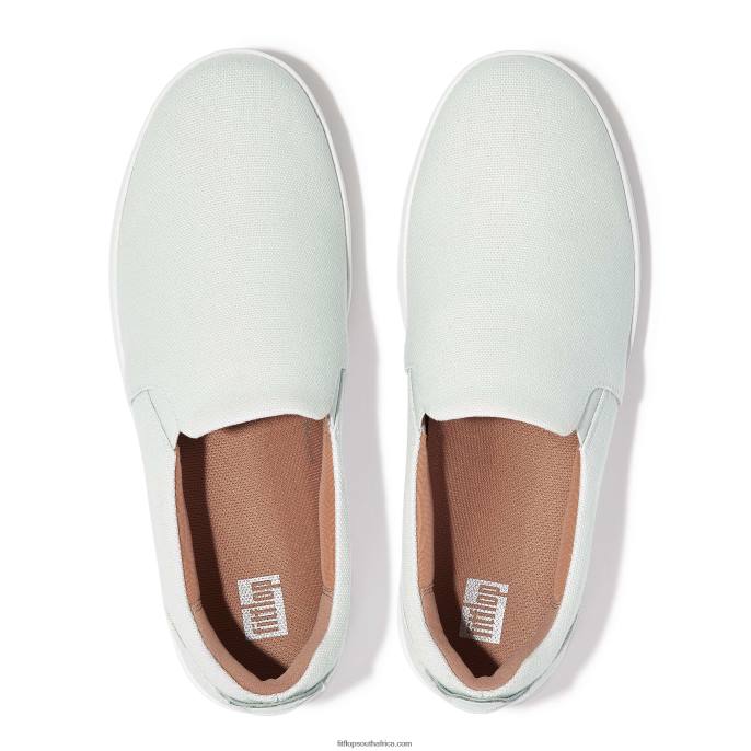 Women RALLY Canvas Slip-On Skate Trainers Fitflop 882F265 Seafoam Blue
