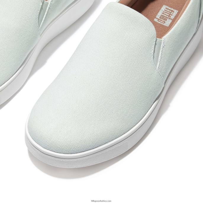 Women RALLY Canvas Slip-On Skate Trainers Fitflop 882F265 Seafoam Blue