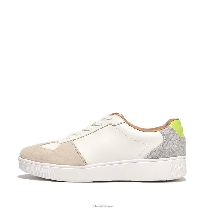Women RALLY Leather/Felt Panel Trainers Fitflop 882F231 Urban White/Grey
