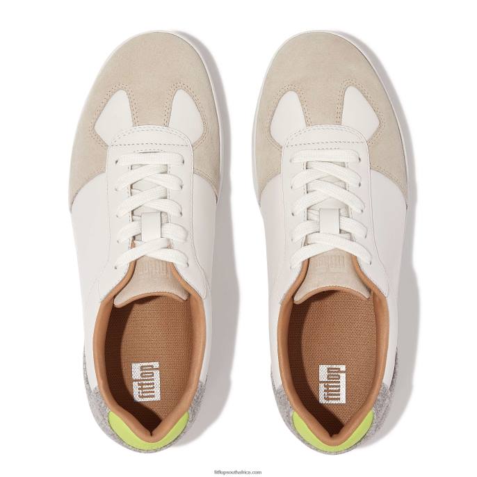 Women RALLY Leather/Felt Panel Trainers Fitflop 882F231 Urban White/Grey