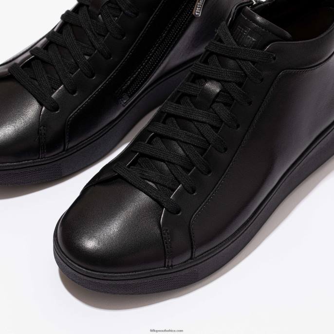 Women RALLY Leather High-Top Trainers Fitflop 882F279 All Black