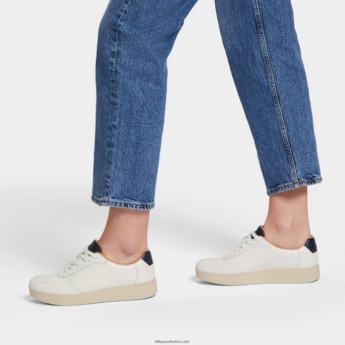Women RALLY Leather Panel Trainers Fitflop 882F238 White/Navy