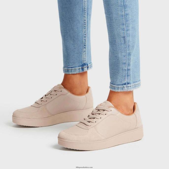Women RALLY Leather/Suede Panel Trainers Fitflop 882F220 Stone Beige