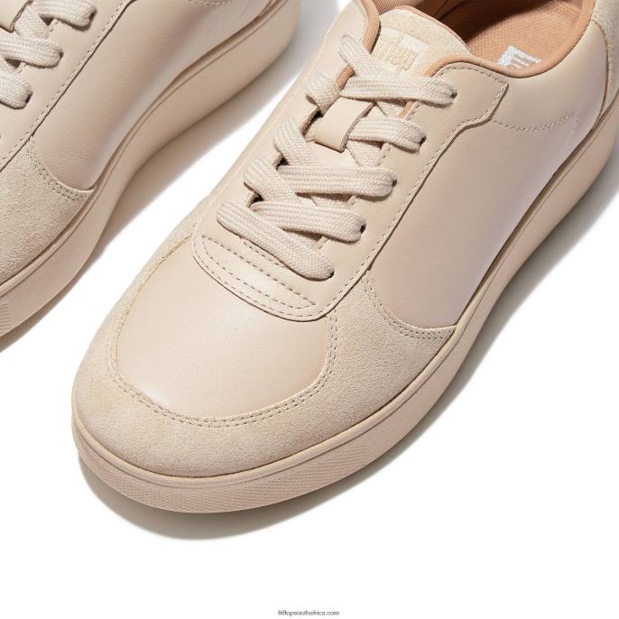 Women RALLY Leather/Suede Panel Trainers Fitflop 882F220 Stone Beige