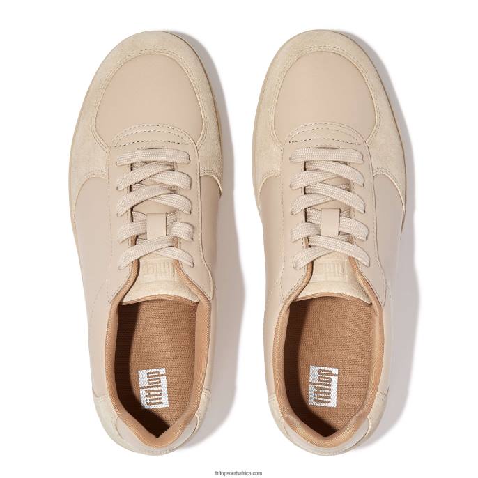 Women RALLY Leather/Suede Panel Trainers Fitflop 882F220 Stone Beige
