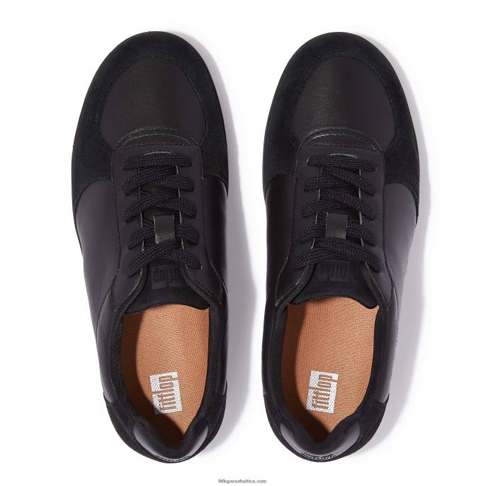 Women RALLY Leather/Suede Panel Trainers Fitflop 882F224 All Black