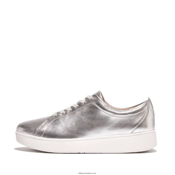 Women RALLY Leather Trainers Fitflop 882F250 Silver