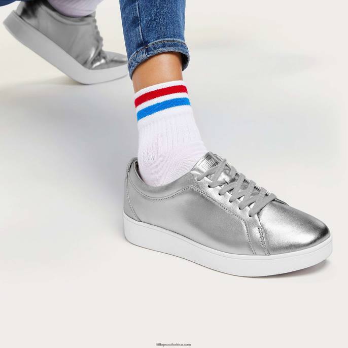 Women RALLY Leather Trainers Fitflop 882F250 Silver