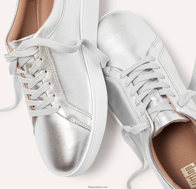 Women RALLY Leather Trainers Fitflop 882F250 Silver