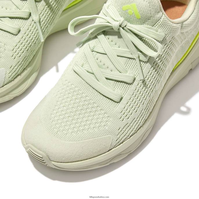 Women VITAMIN FFX Colour-Pop Knit Sports Trainers Fitflop 882F227 Minty/Yellow