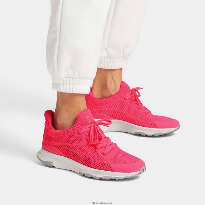 Women VITAMIN FFX Neon Reflective Knit Sports Trainers Fitflop 882F241 Pop Pink