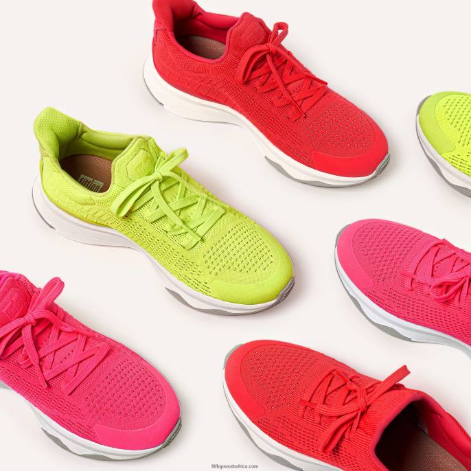 Women VITAMIN FFX Neon Reflective Knit Sports Trainers Fitflop 882F242 Electric Yellow