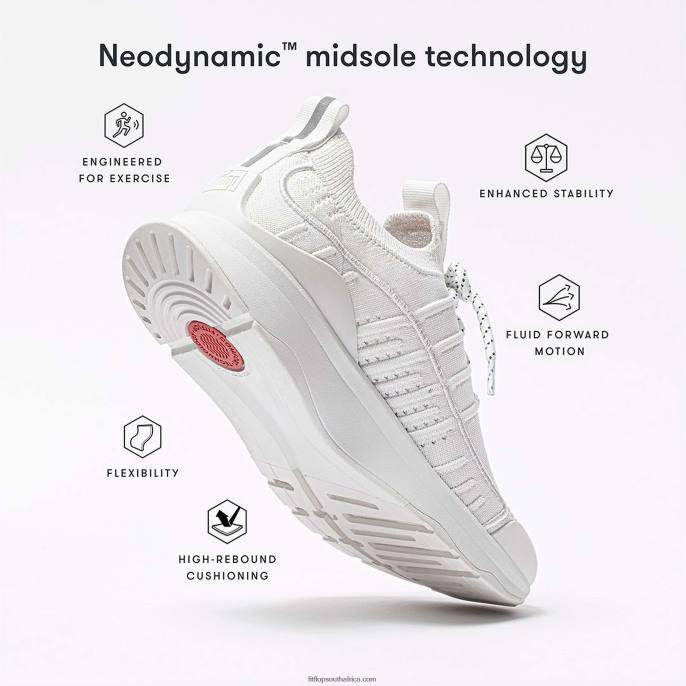 Women VITAMIN FF E01 Knit Elastic Sports Trainers Fitflop 882F234 Urban White Mix