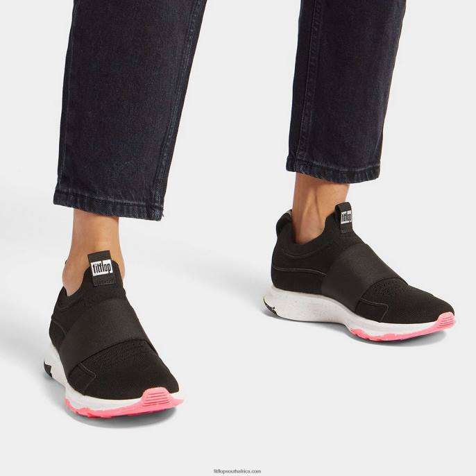 Women VITAMIN FF E01 Knit Elastic Sports Trainers Fitflop 882F235 Black Mix